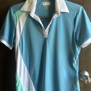 Seafoam Blue GN Greg Norman Women's Golf Polo with White & Mint Accents